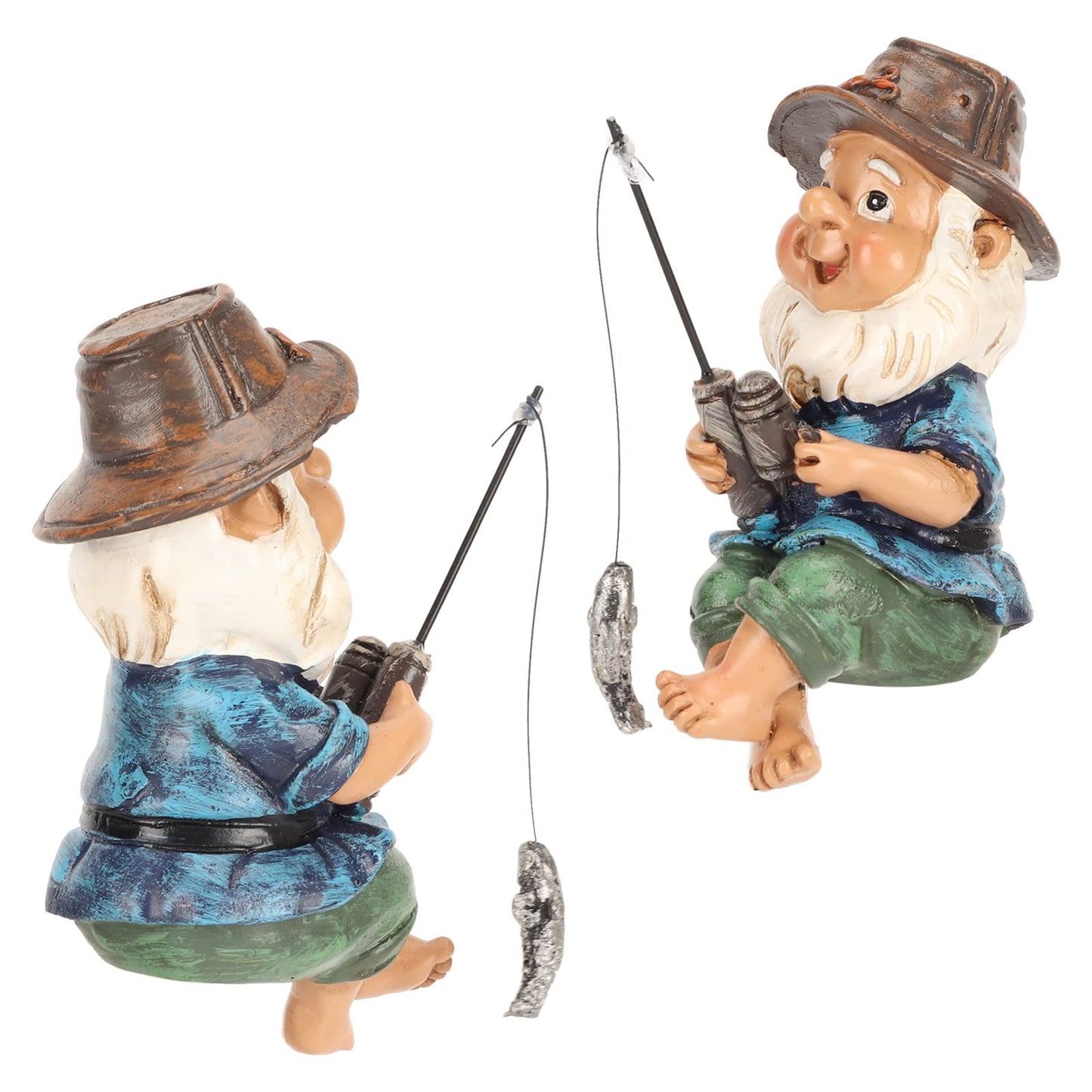LiebeWH Fishing Gnome Sitter Garden Statue Resin Lawn Decor for Outdoor Decoration Shelf Pond and Waterfalls Ornament Dwarf Sculpture
