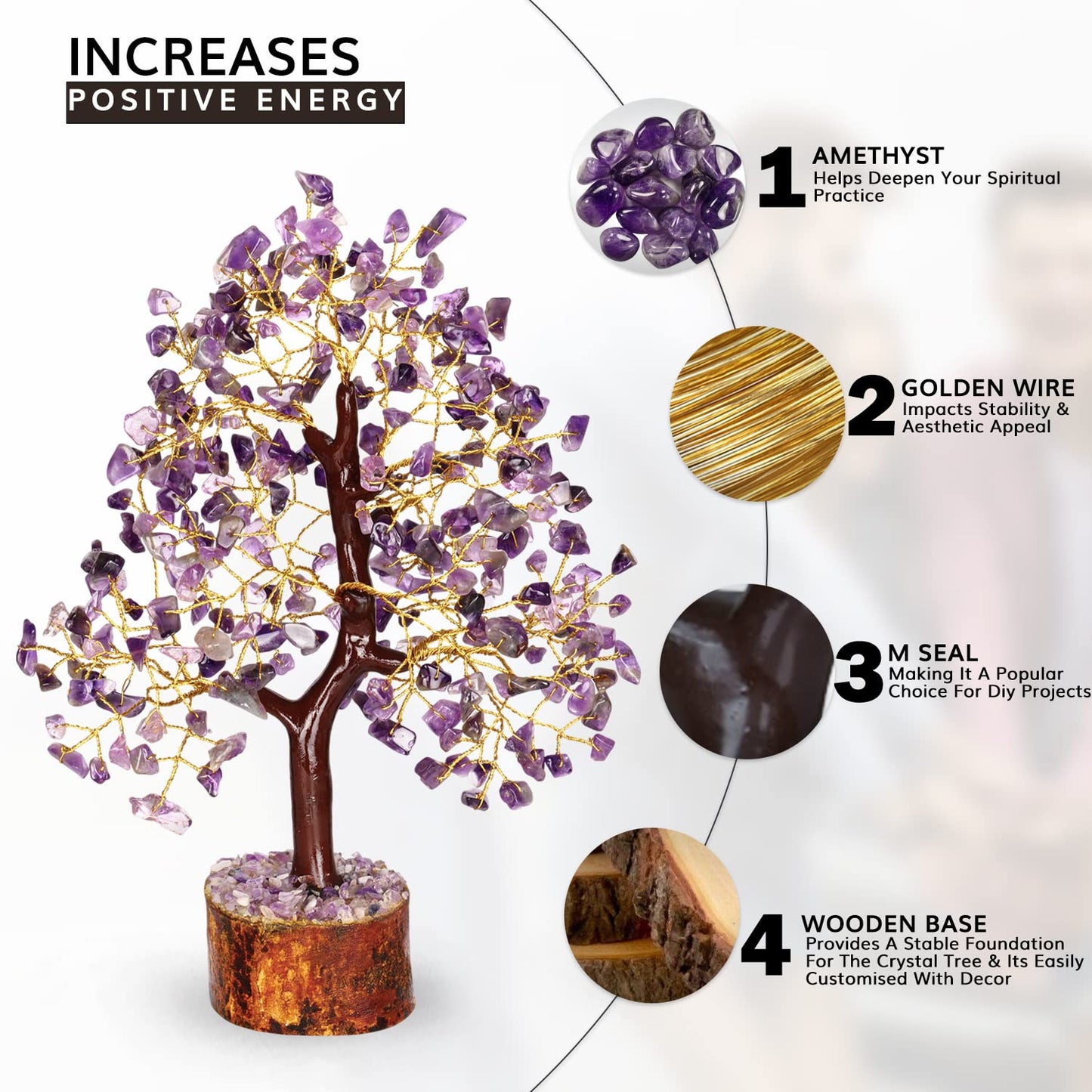 Amethyst Crystal Tree, Healing Crystals And Gemstones, Crystal Gifts For Women, Feng Shui Gemstone Tree Of Life, Gem Stones Home Decor, Living Room Accessories Amethyst Gifts, Good Luck Gifts