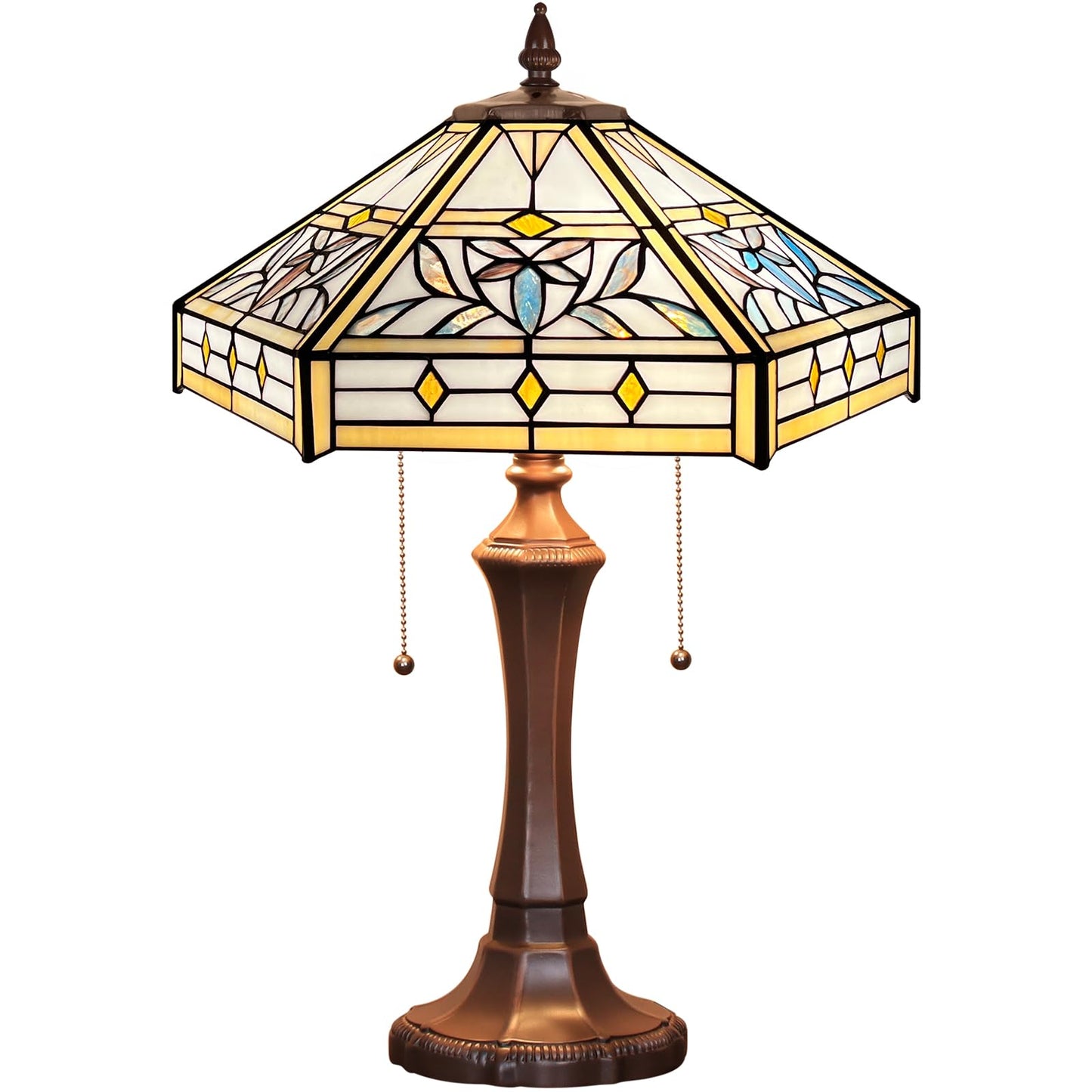 Capulina Tiffany Lamp Mission Hexagon Stained Glass Table Lamp 2-Light