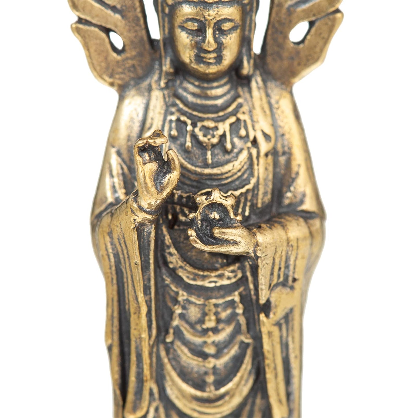 Pure Copper Guan Yin Statue - Handmade Quan Yin Statues for Meditation Altar, Goddess of Mercy and Compassion
