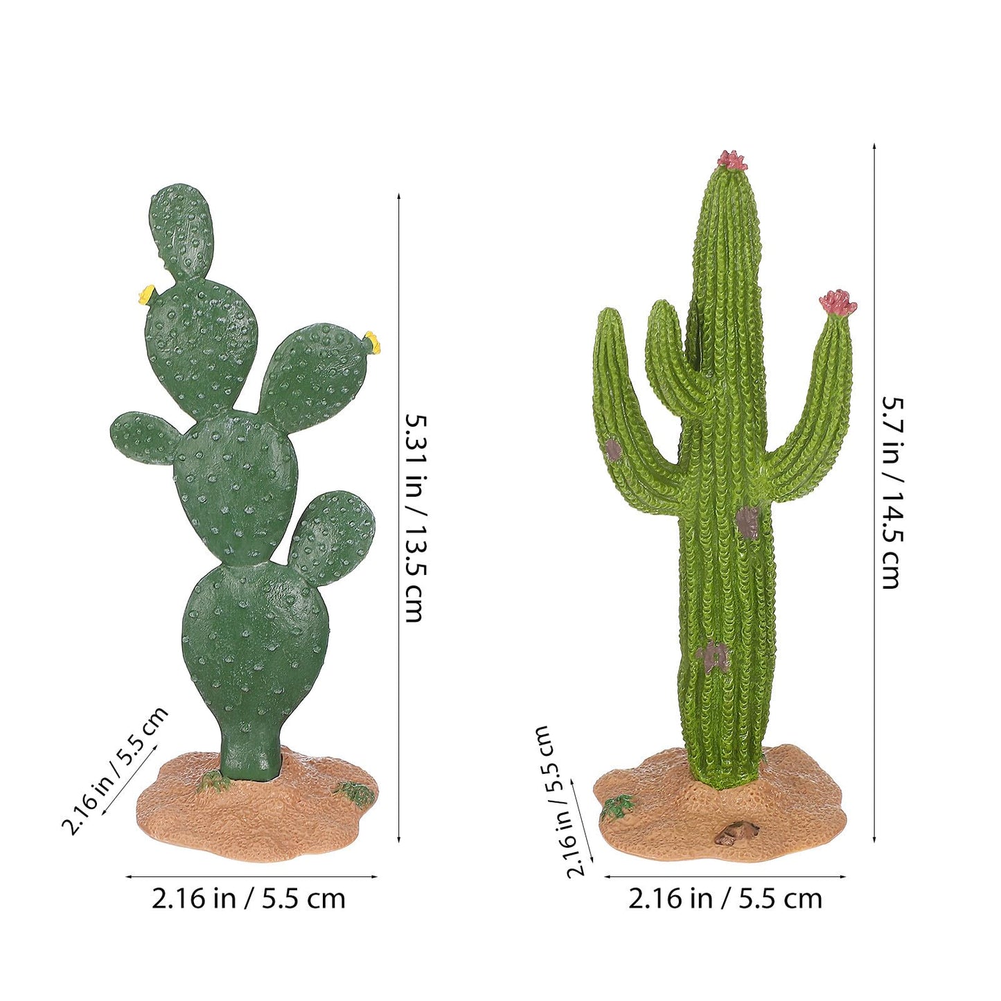 UKCOCO 2 Pack Simulated Cactus Adornments Lifelike Cactus Figurine Desktop Decor 5.70 in PVC Modeling Statue for Home Office Garden Terrarium
