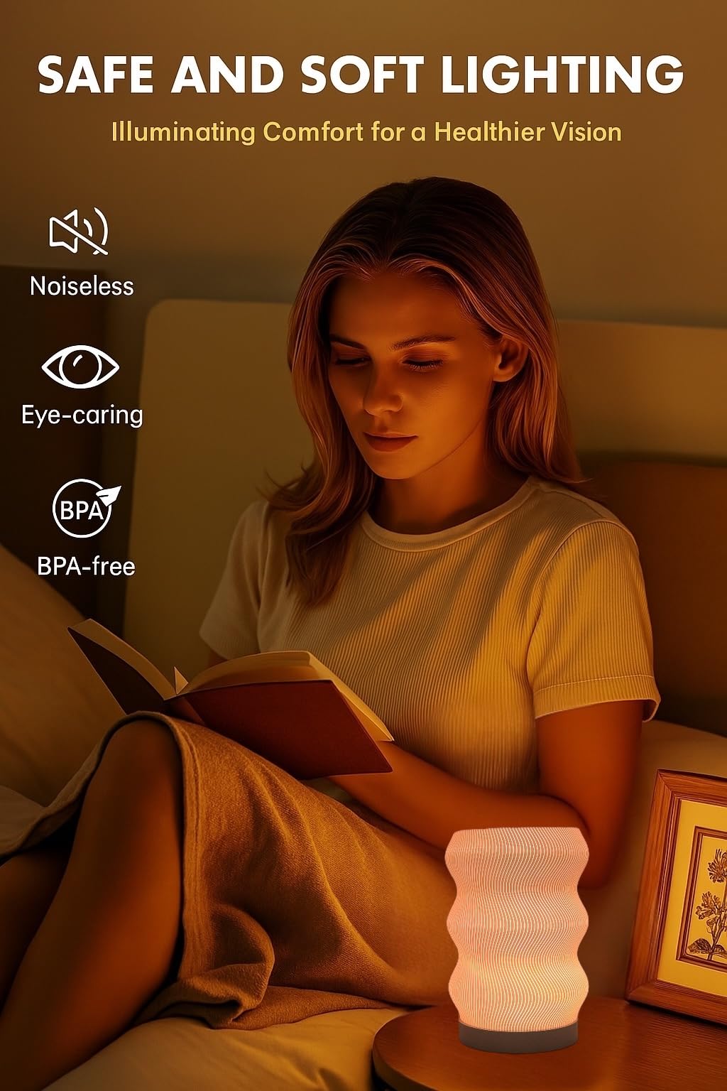 Delta Loom Wave Table Lamp - Modern Bedside Light for Bedroom, Desk, Nightstand, or Office - Mood Lighting Lamp - Eco-Friendly Gift Idea - Unique Home Decor - LED Night Light (Mini)