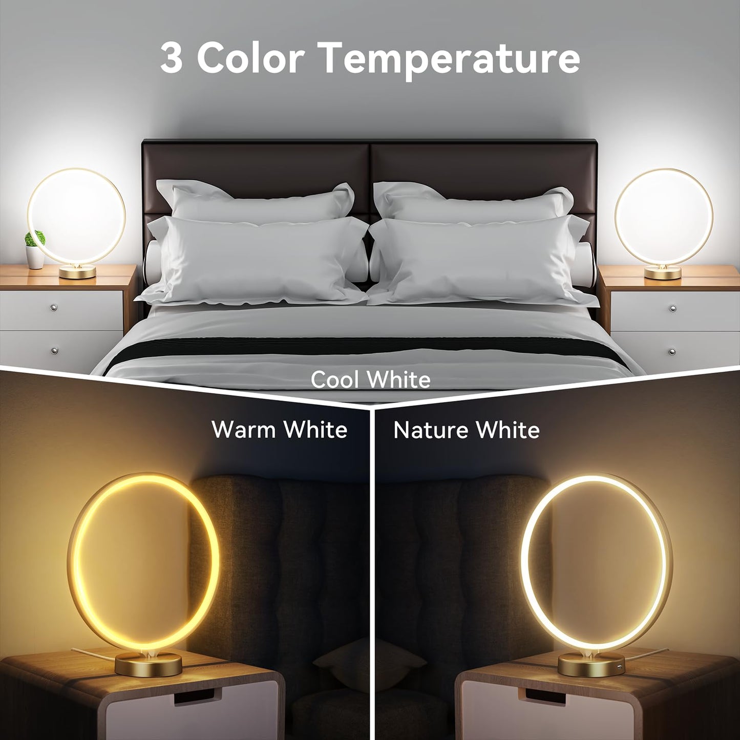 Doraubia Sunlight Lamp,10000 Lux Sun Lamp,Daylight Lamp with 3 Color Temperatures, Stepless Brightness, Memory Function &Timer Natural Lamp, Desk Lamp Table Lamp for Home-Gold