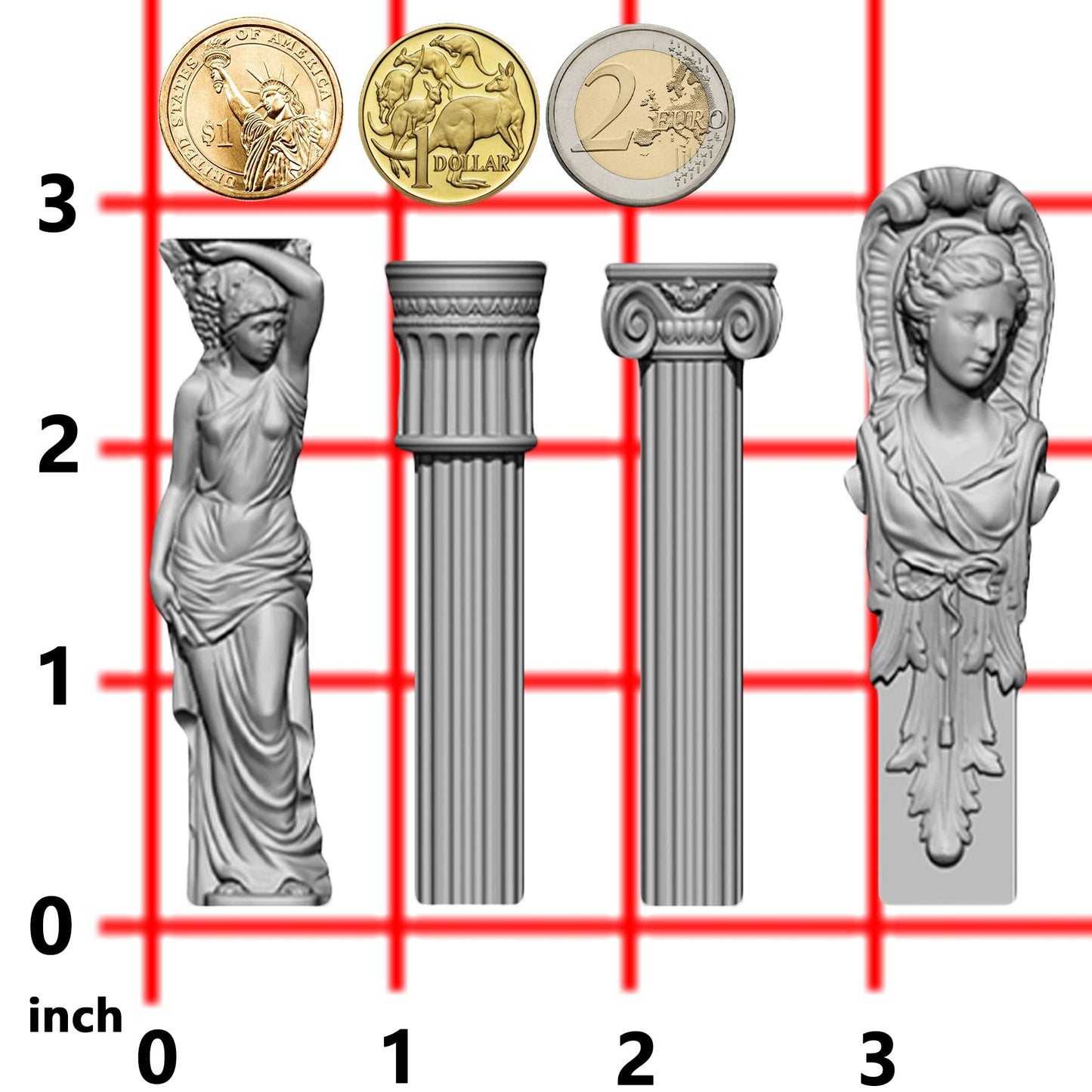 Art Mold for Polyclay Air Dry Clay Plaster, Decorative Column and Sculpture Statue