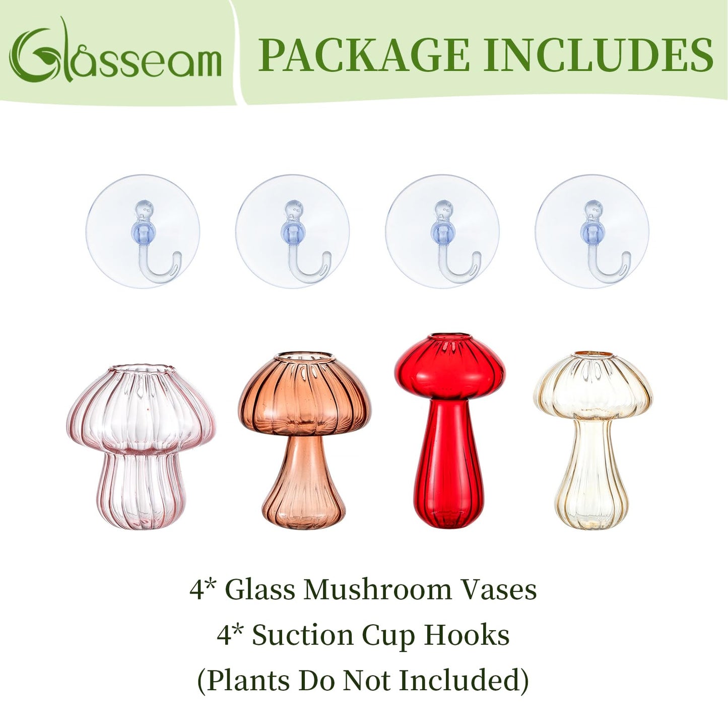 Glasseam Window Plant Propagation Stations: Glass Hanging Mushroom Vases