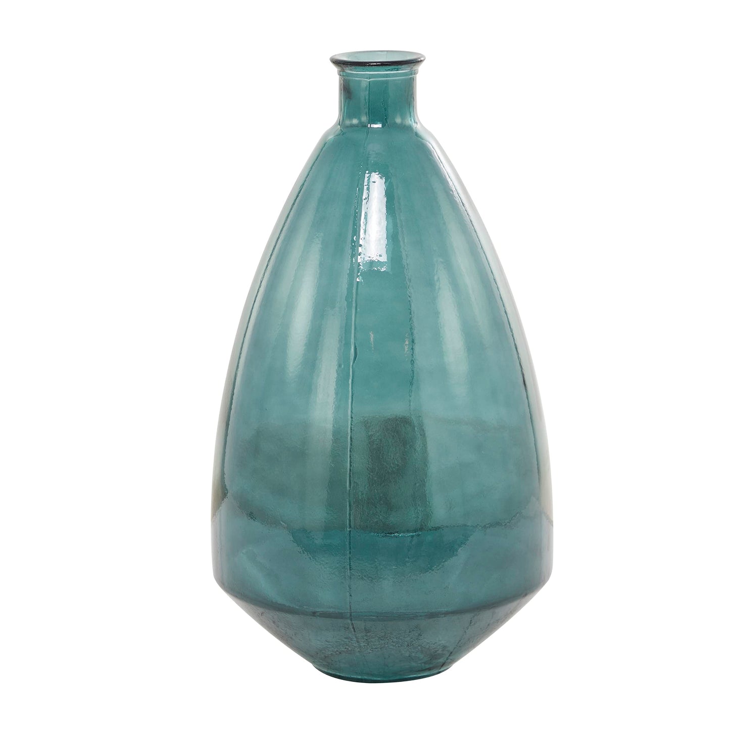 Deco 79 Recycled Glass Handmade Decorative Vase Spanish Centerpiece Vase, Flower Vase for Home Decoration 13" x 13" x 24", Blue