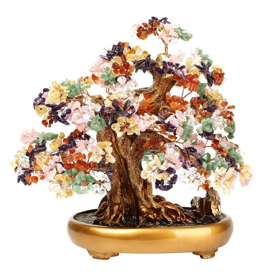 LEAFIS Natural Tree of Life (1,251 Gemstone Count) Crystal Tree with Healing Properties - Bonsai Feng Shui Money Tree for Healing and Luck (7 Color) One Size