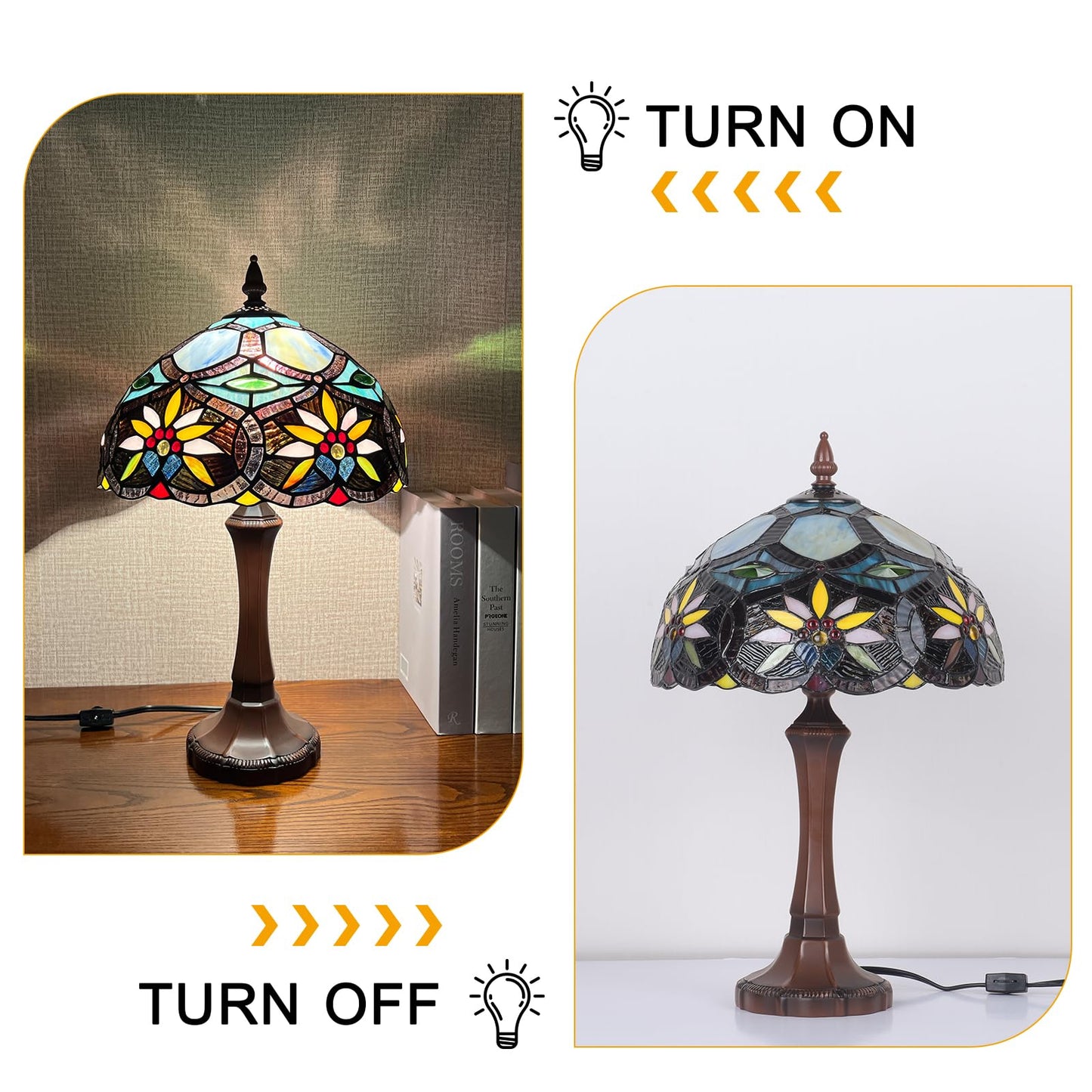 Capulina Tiffany Lamp Sunflower Stained Glass Table Lamp 12x12x19 Inches