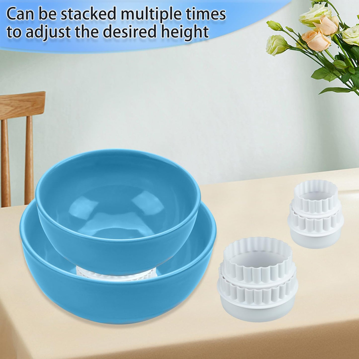 KFAREJGOAE 12 Pieces Display Stands for Pyrex Round Bowls Risers for Pyrex Bowls Stacker Stacking Rings for Cabinet White