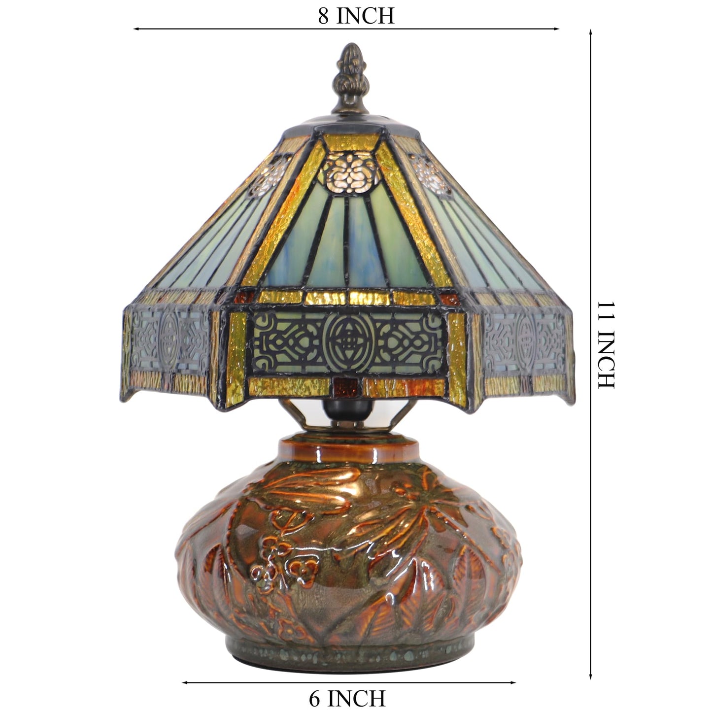 HZYFFYU Small Tiffany Table Lamp Mini Mushroom Stained Glass Lamp Memory Sympathy lamp 8X11 Inch (Hexagon Mission Style)