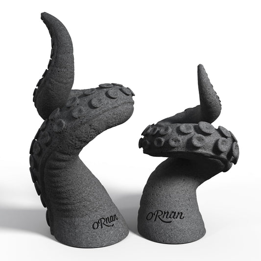 ORNAN Octopus Candlestick Holders True Natural Reclaimed Stone, Set of 2 Premium Reclaimed Stone Candlestick Holder for Wedding Dinning Party, Candle Stand for 3/4 inch Thick Candles Color Black