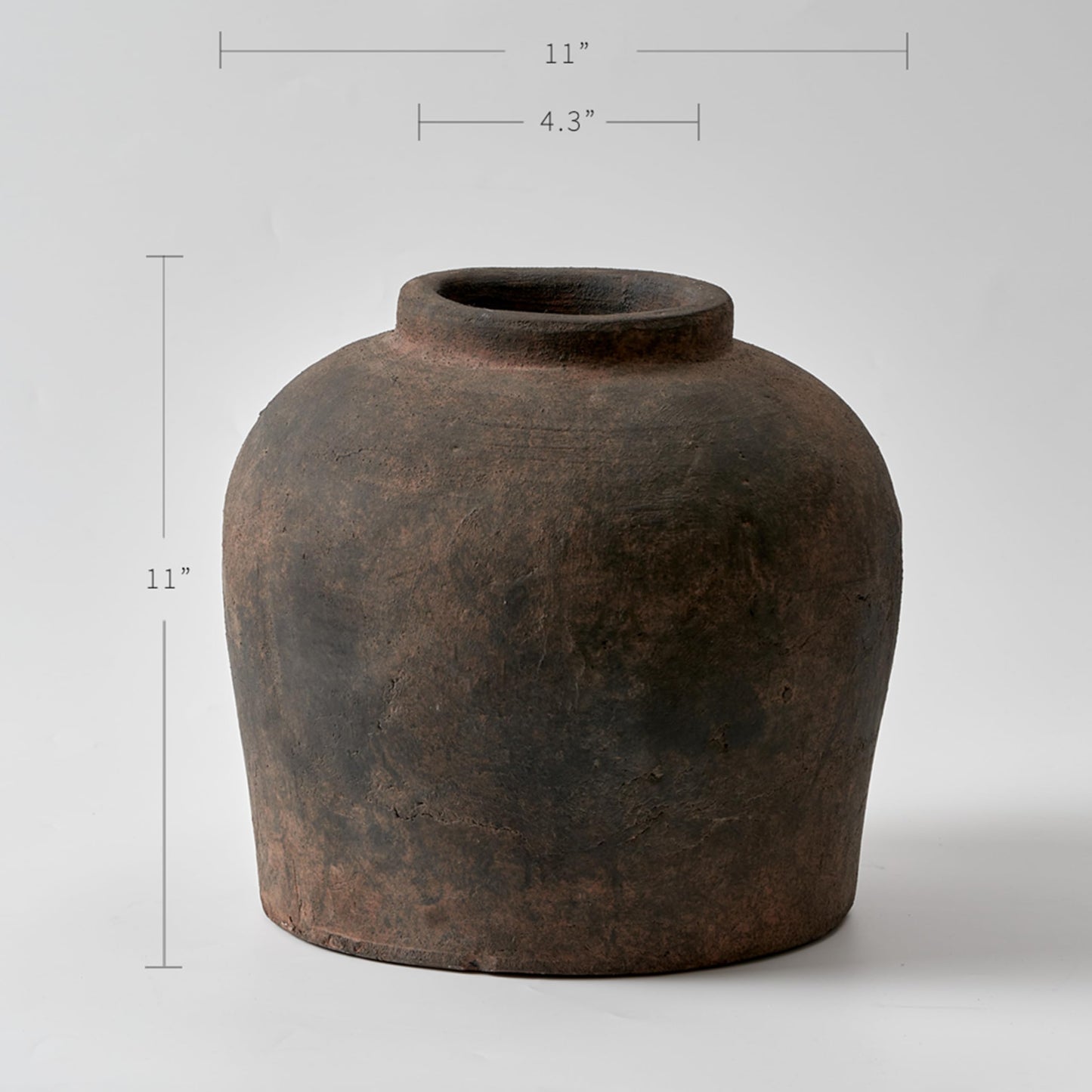 LB2 Brown Ceramic Large Vase, 11" Tall Zen Style vase, Terra Cotta Pitcher, Distressed Farmhouse Decor, Pottery Decorative Flower for Home Decor (B - Brown 11")
