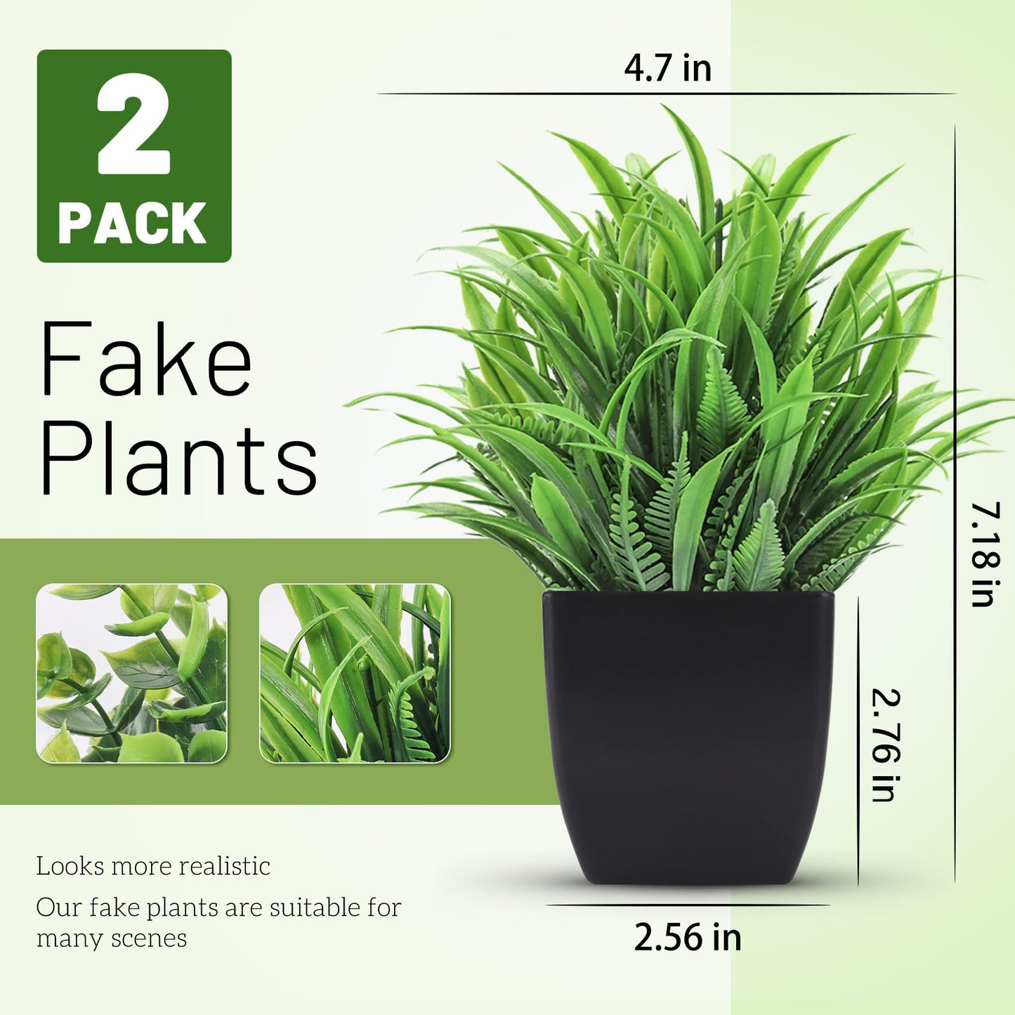 Der Rose Bundle of 2 Pack Fake Plants Small and Set of 2 Fake Plants Artificial Succulent for Home Office Desk Bathroom Decor Indoor