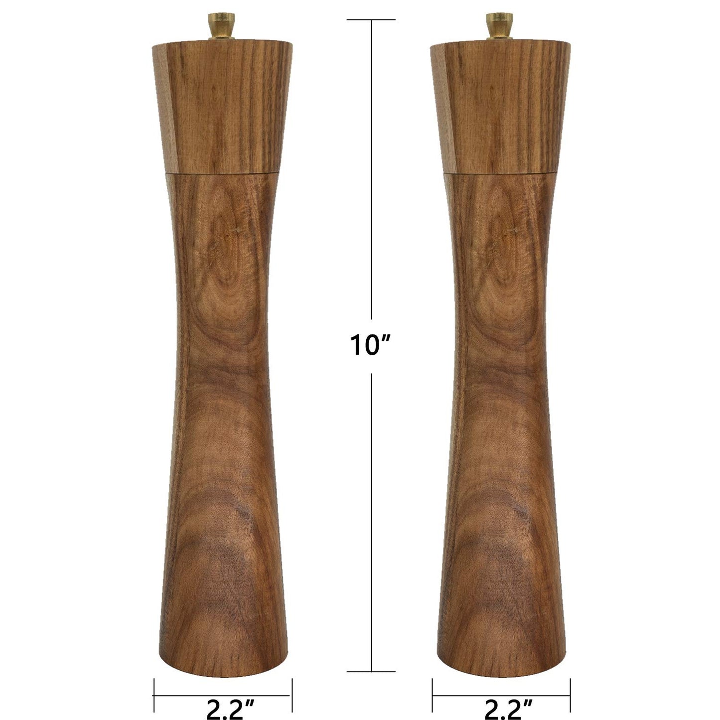 Wooden Salt and Pepper Grinder Set,Refillable Salt and Pepper Mill with adjustable Coarseness,Acacia Wood pepper grinder manual, Salt and Pepper Shaker Set Tableware Gifts-Ideal for Gifting 10IN