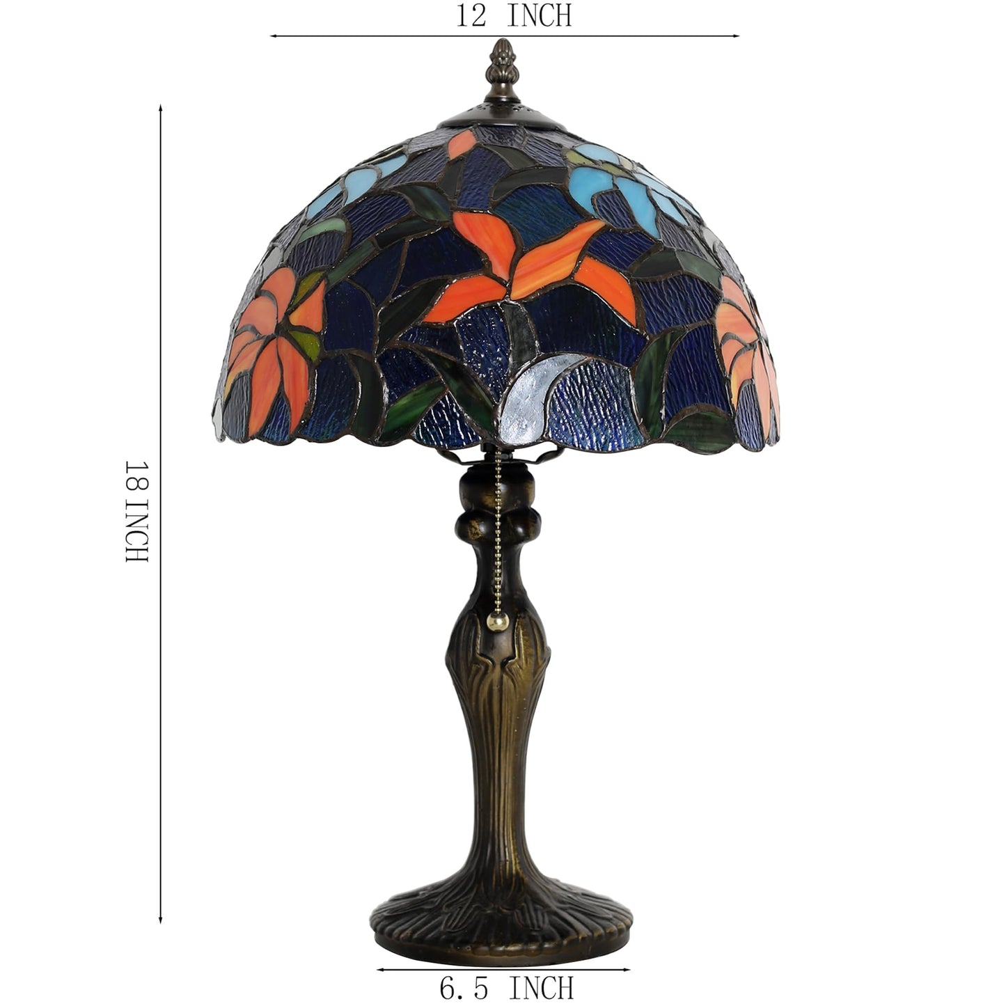 LUSTIX Tiffany Table Lamp Stained Glass Reading Lamp Sky Blue Irises Style