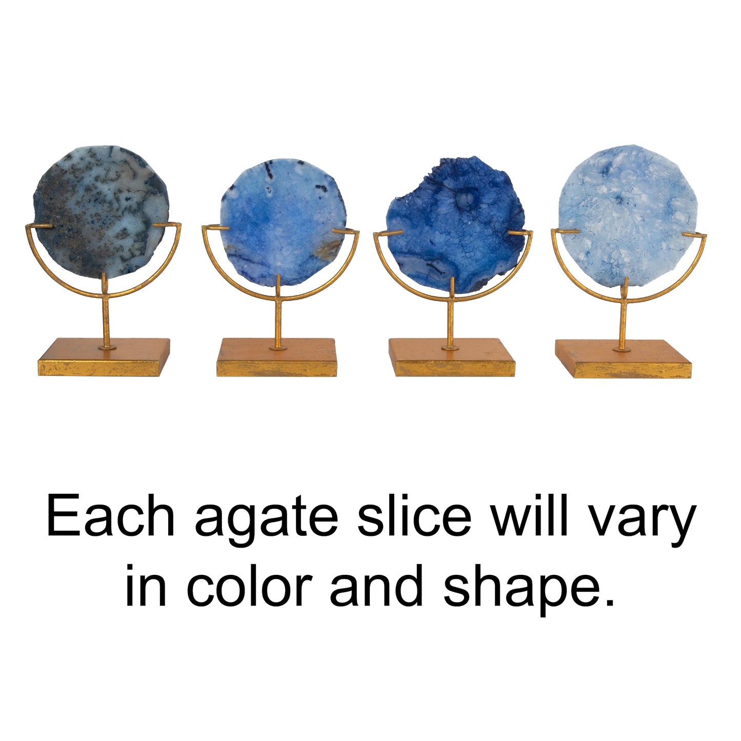 Creative Co-Op Decorative Agate Stone Slice on Metal Stand
