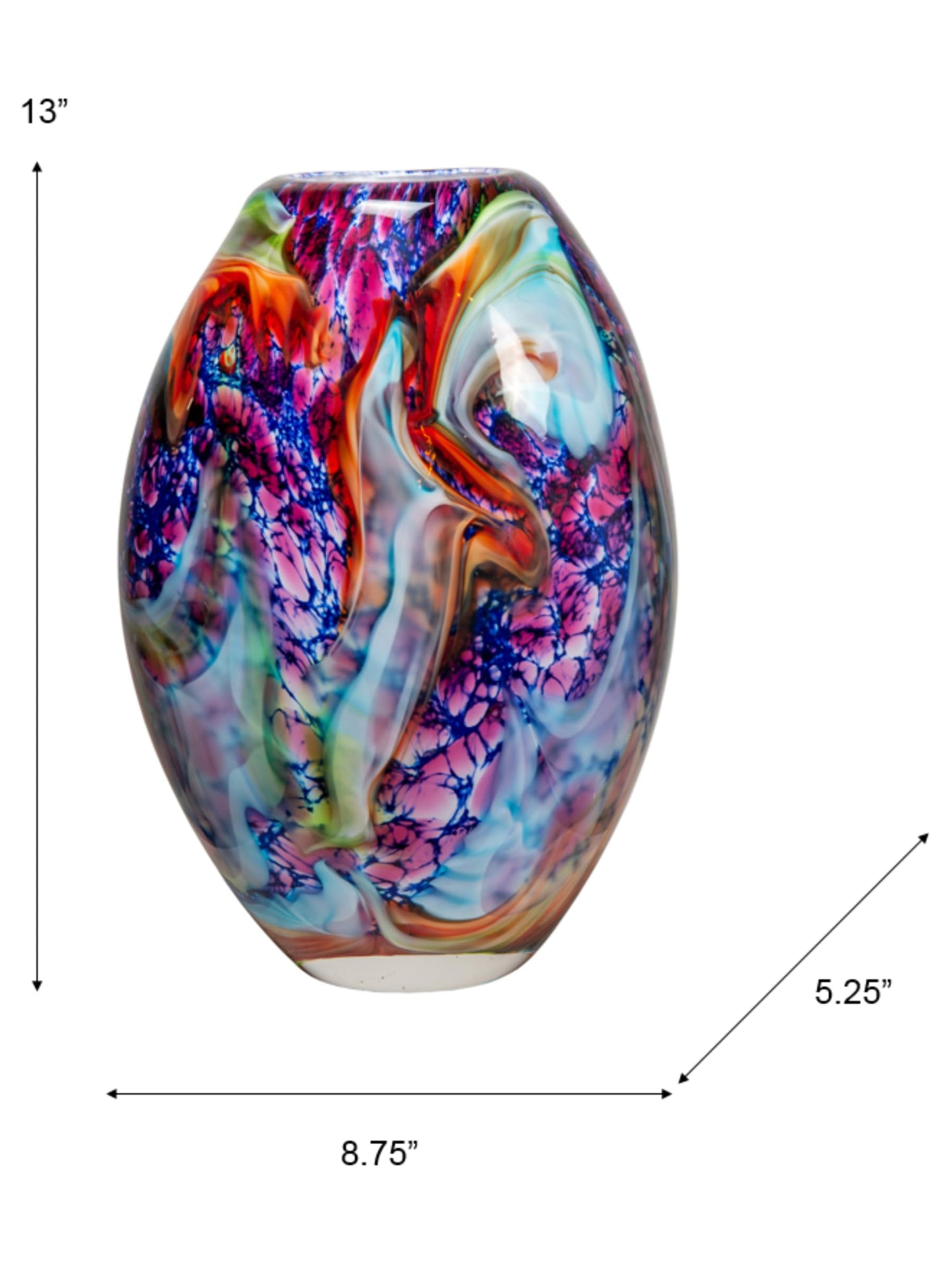 Dale Tiffany AV23130 Villa Cuzzano Murano Style Handcrafted Art Glass Vase, Multi Color, 13-Inch Tall
