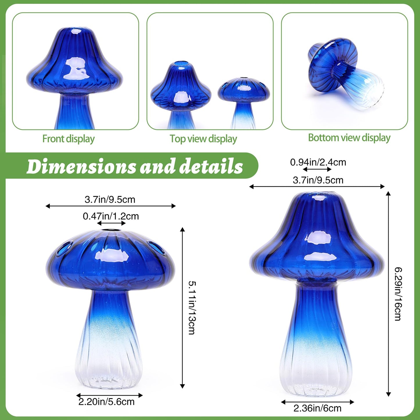 Mushroom Glass Vase Propagation Stations Flower Vases