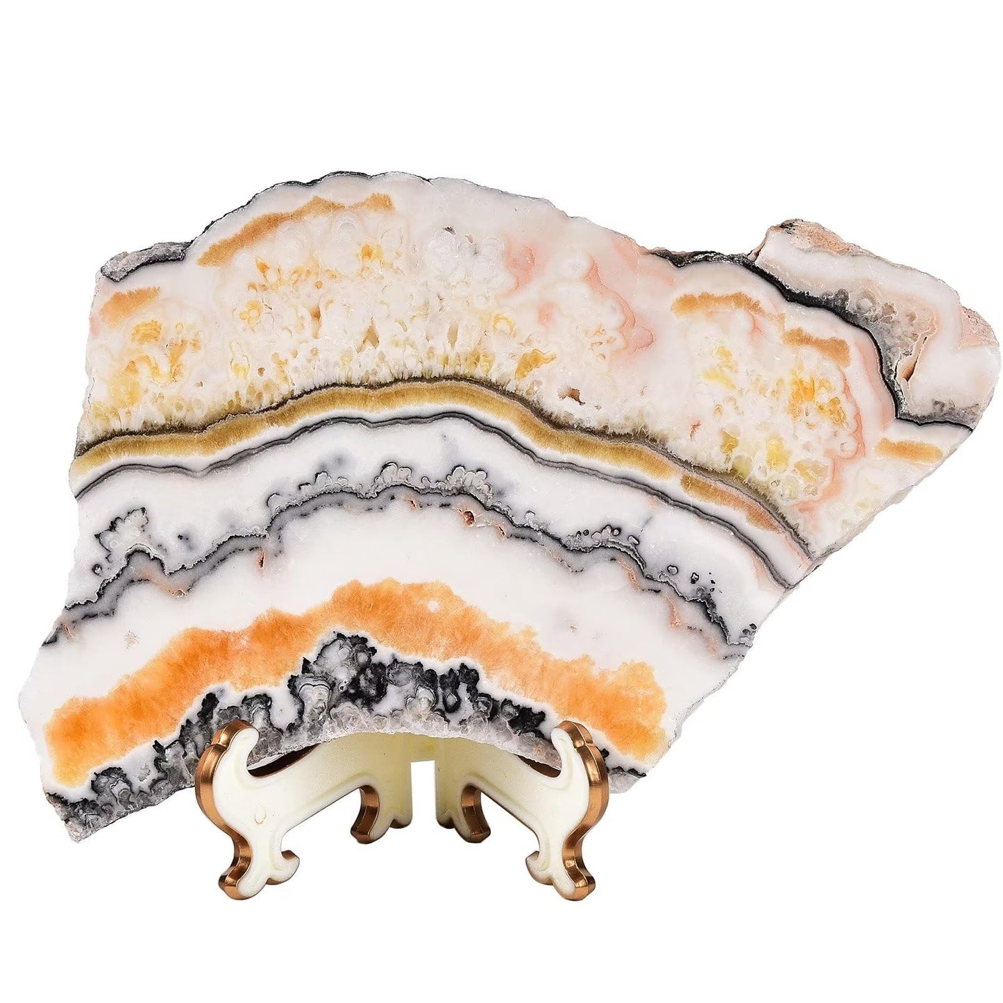 AMOYSTONE Large Healing Crystal Plate Decorative Calcite Stone Slices Quartz Pieces with Stand Office Home Decor Reiki Healing Gifts 0.4-0.6 Pound