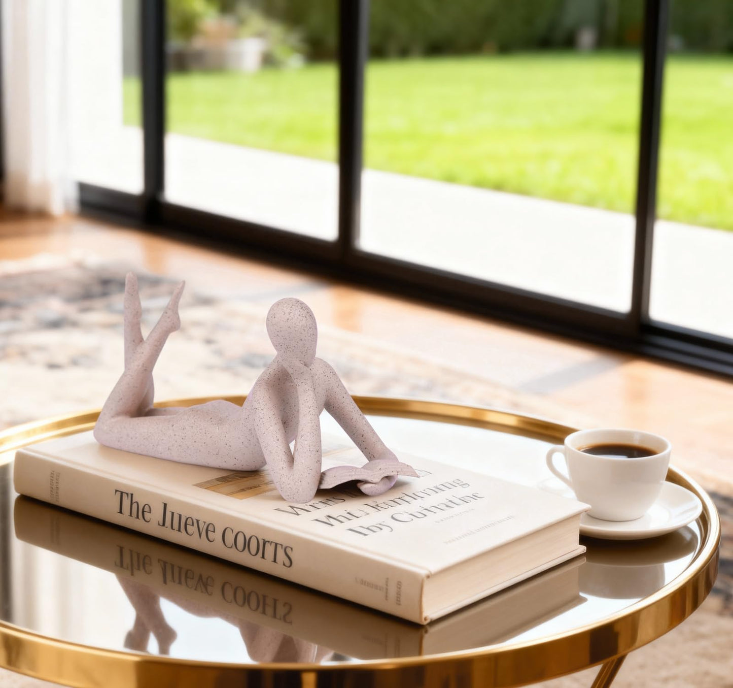 ZMLOOK "Reading Woman Thinker Sculpture is a Modern Abstract Decorative piece, a Favorite Among Book Lovers and Thinkers, Suitable for Placement in Living Rooms, Offices, and bedrooms. (Sandstone A)