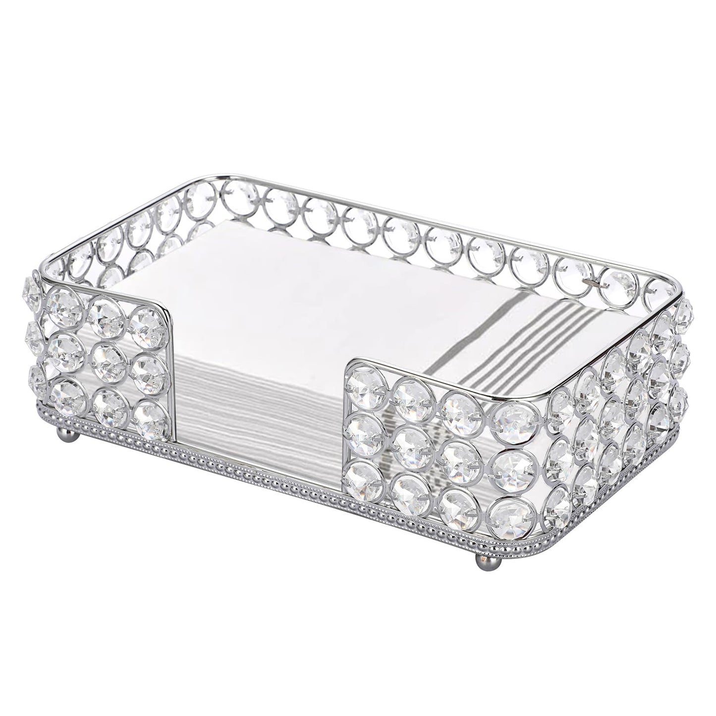 Sumnacon Stylish Bathroom Guest Towel Holder-Rectangle Crystal Napkin Holder for Guest Hand Towels Paper Napkins, Decorative Napkin Tray for Bathroom Vanity Toilet Tank Table Kitchen Countertop,Silver