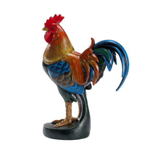 Hand-Painted Rooster Artwork - Elegant Resin Table Sculpture for Kitchen and Dining Room Decor - Animal Statue for Collectors and Art Lovers