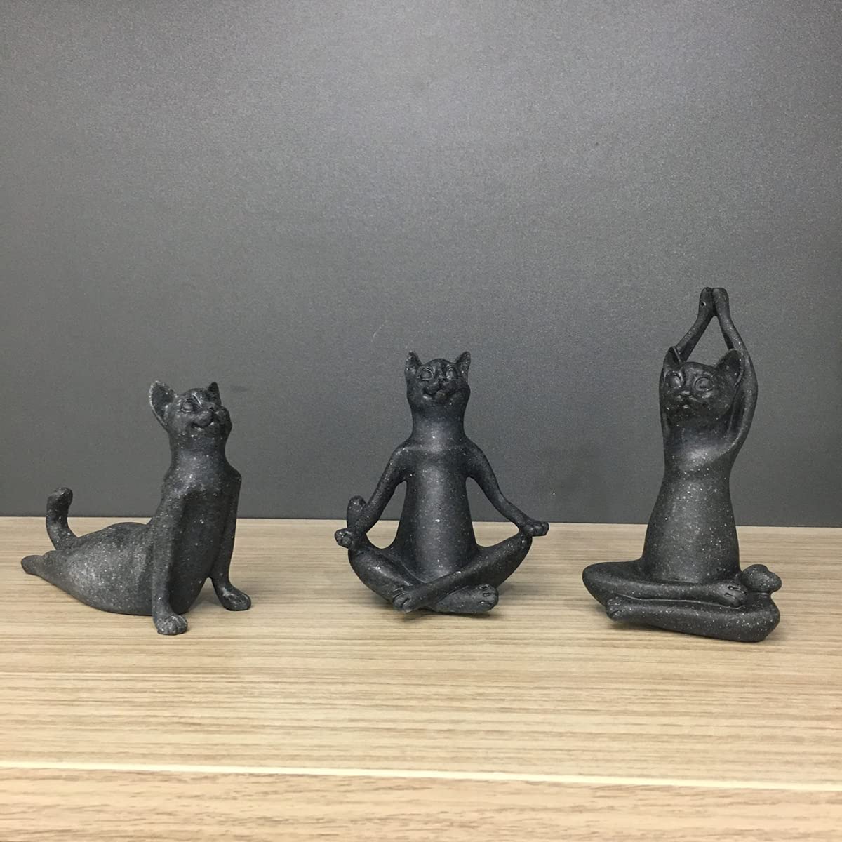 Artgenius Meditation Cat Yoga Pose Statue Black Yoga Cat Figurine Zen Decor