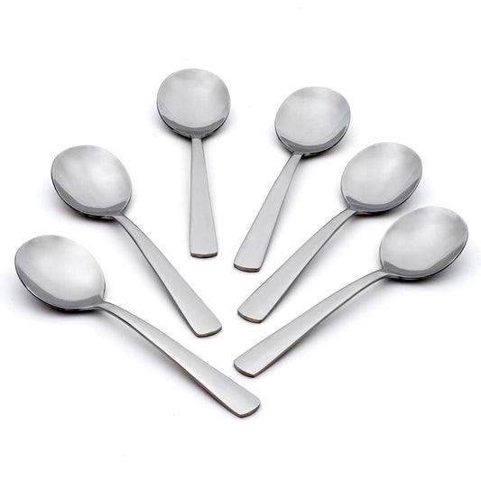 Oneida Silverware Set, Aptitude Everyday Flatware Soup Spoons Set, Service For 6, 18/0 Stainless Steel, 6.7 x 1.8-Inch, Mirror Finish, Dishwasher Safe, Utensils, Soup Spoon (Silver, 6 Piece Spoon)