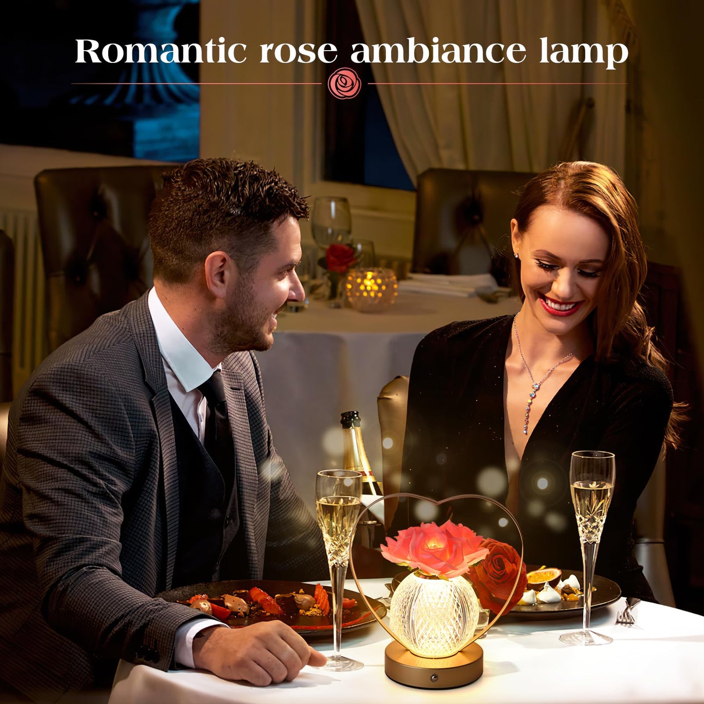 AMWGIMI Women Gifts Rose Flower Lamp,Rechargeable Cordless LED Touch Lamp
