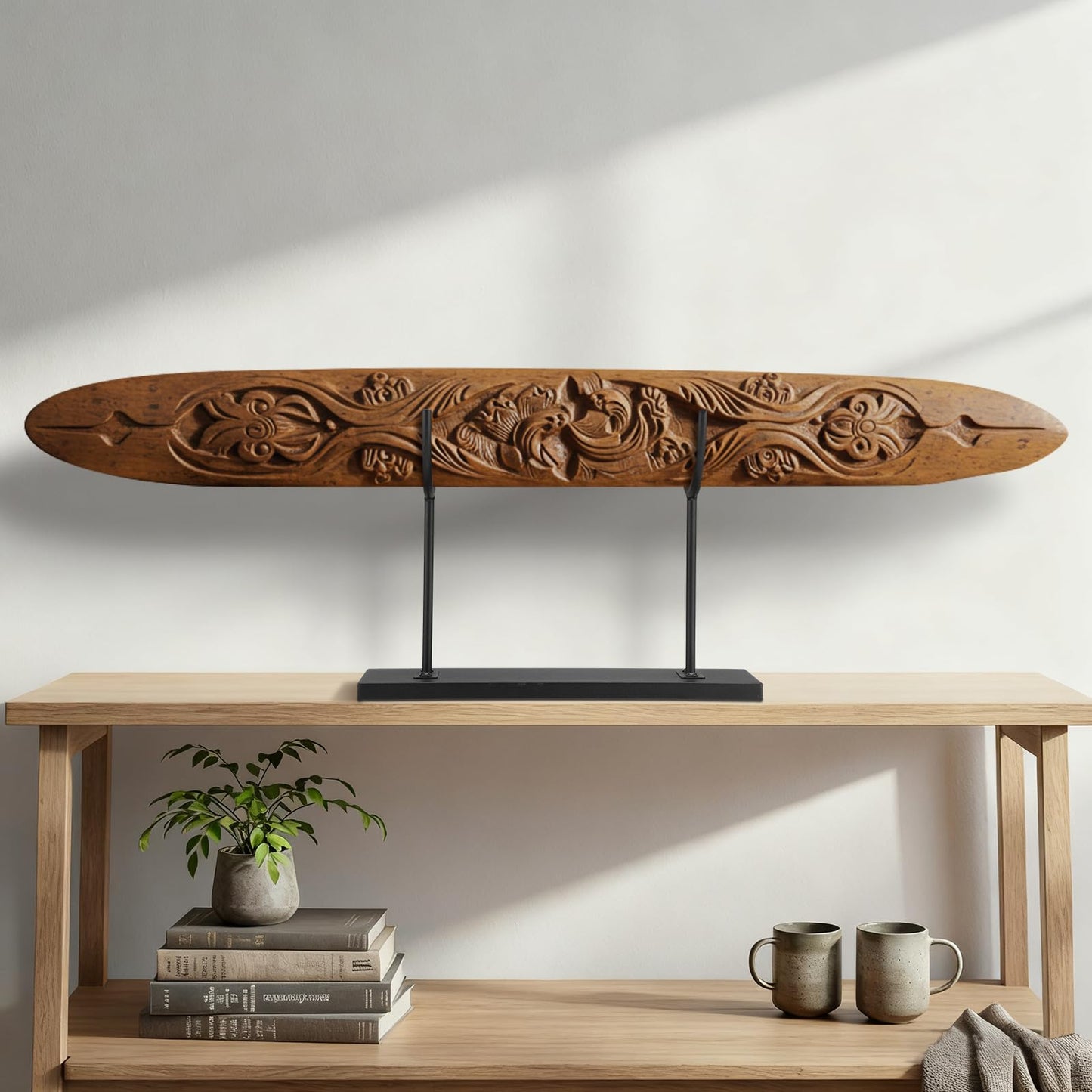 Fiwochic Double U-shaped Metal Display Stand Holder Large Black Rack for Sculptures Art Objects Collections Product Display Stand, Museum Home Office Desktop Tabletop Storage