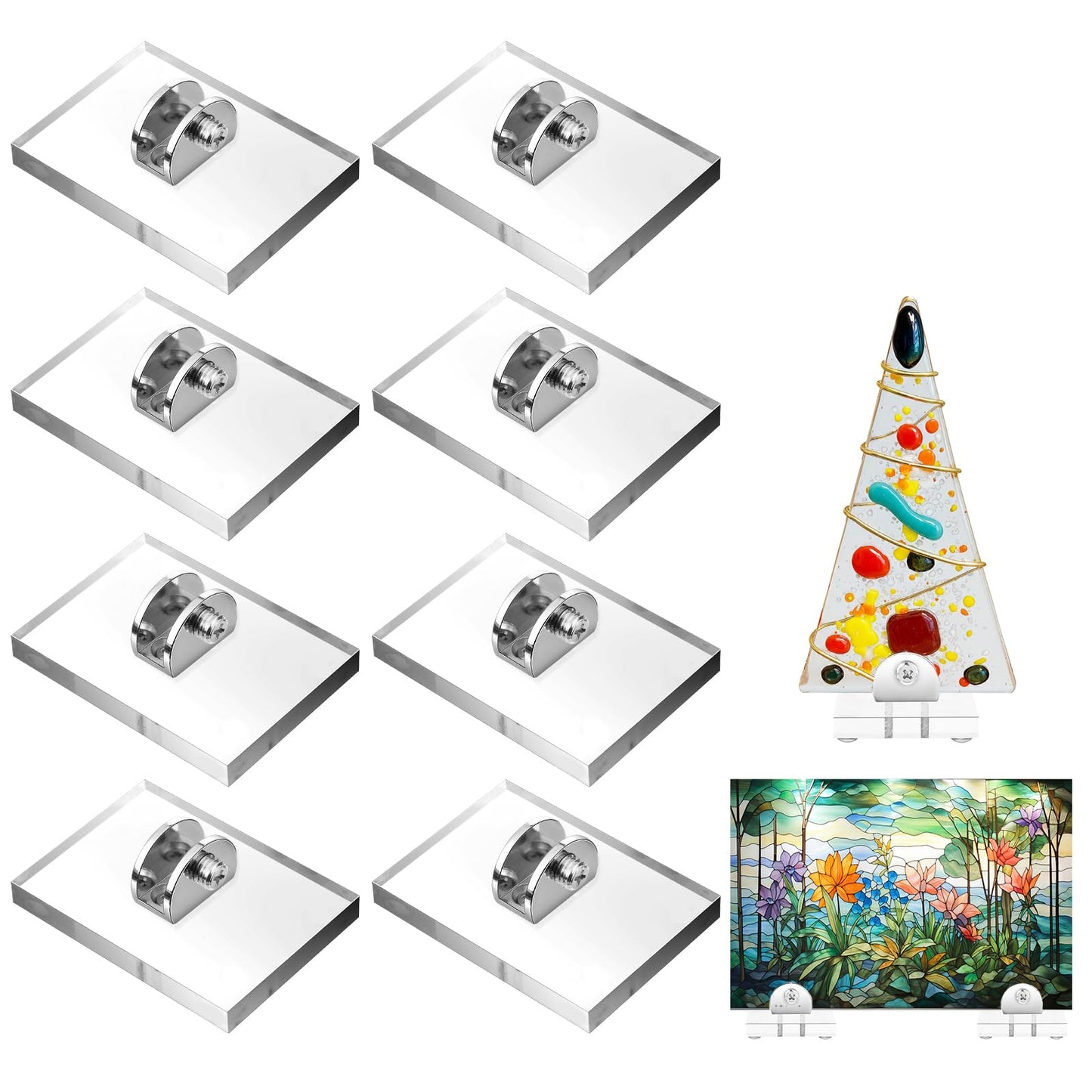 Kathfly 8 Pcs Mini Acrylic Adjustable Glass Display Stands Easel for Glass Art Creations Stained Ceramic Tiles Plaques for Picture Collectibles Ceramic Tiles Photo Office Trade Show Office or Home