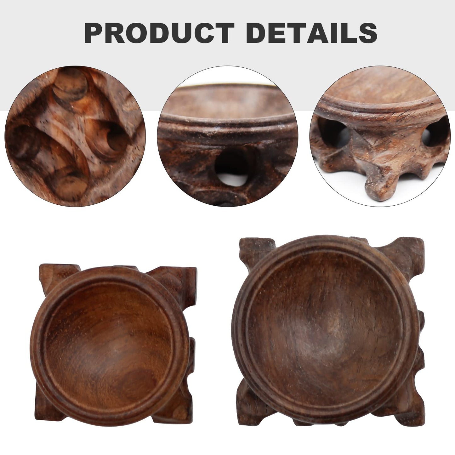 LIDSCURA 4PCS Wooden Stand for Crystal Sphere, Quartz Ball Orb Holder, Crystal Decorative Ball Display Pedestal Stands