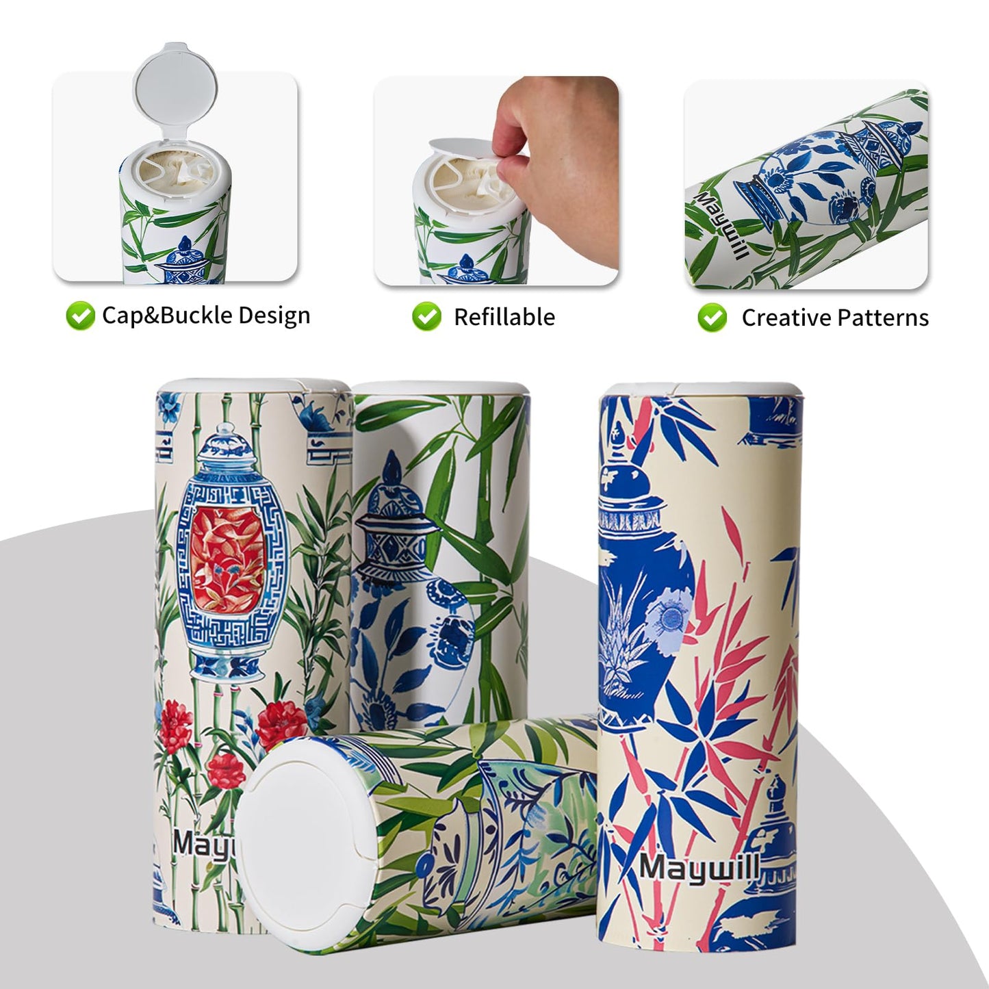 Car Tissue Holder,Tissue Box, Car Tissues Cylinder with Cap, Car Tissues Holder, Car Tissues Holder Round Container(4pk/200 Sheets)