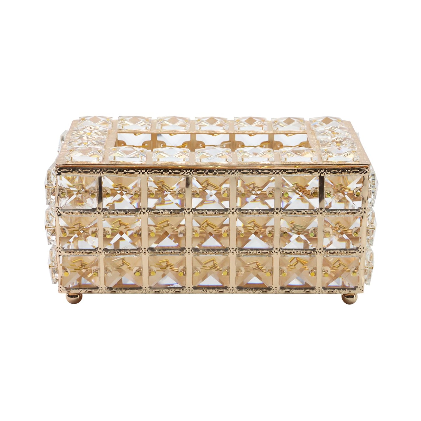 Geesatis Tissue Box Cover,Rectangle Tissue Box Holder,Gold 8''x4.5''x3.5''