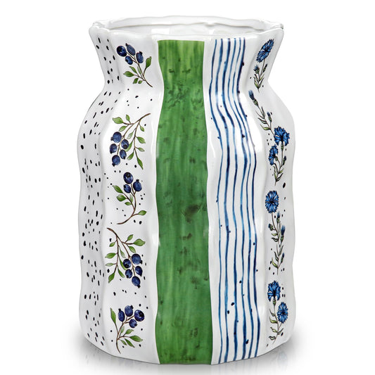 Green and Blue Ceramic Vase for Home Decor 7.8 Inch Flower Vases for Centerpieces Modern Decorative Vases for Bouquet Modern Pottery Floral Vase for Flowers for Living Room Kitchen Dinner Table