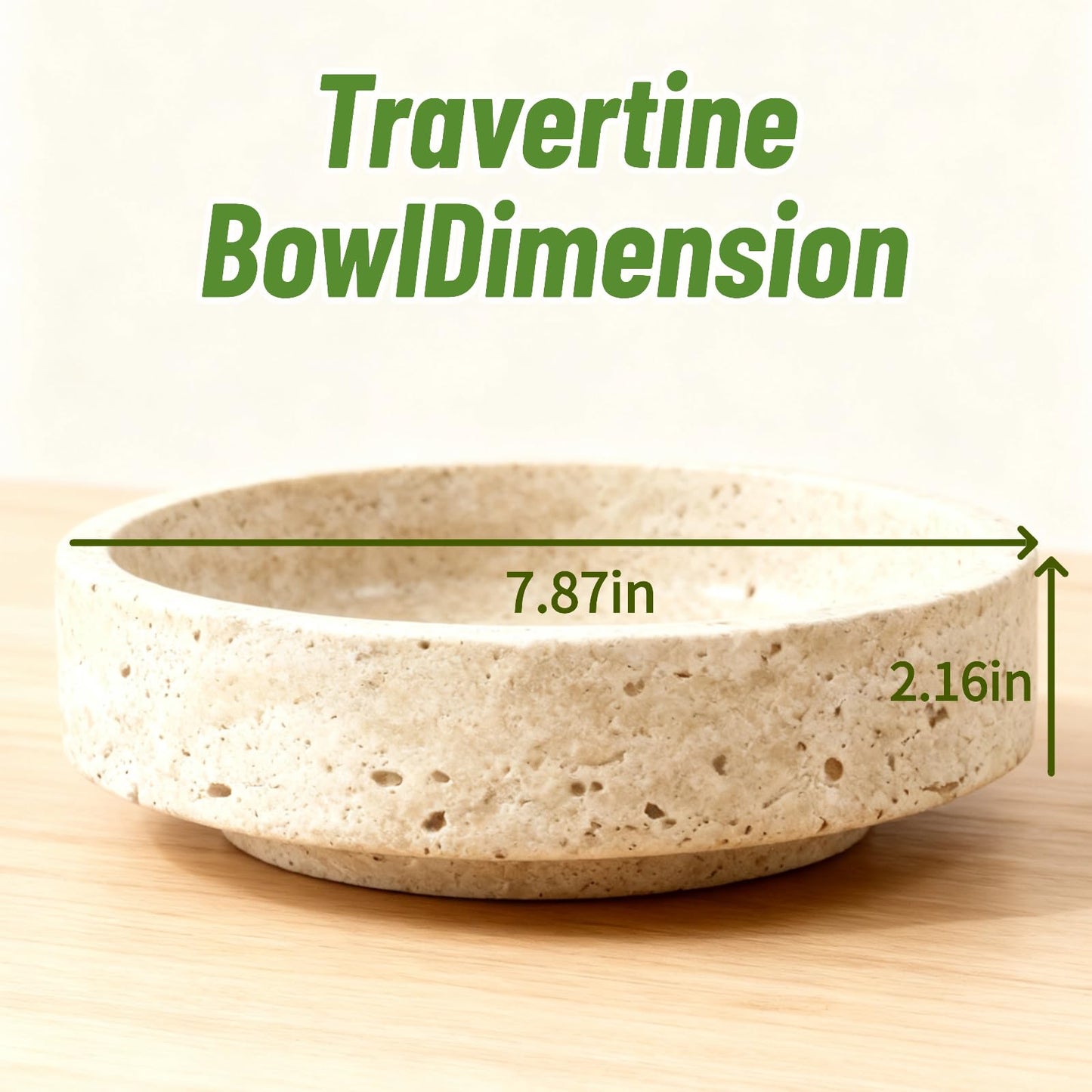 OZLMC Natural Travertine Marble Bowl - 7.8″ Handcrafted Stone Decorative Bowl for Kitchen Fruit, Entryway Keys, Dining Table Centerpiece & Modern Home Decor