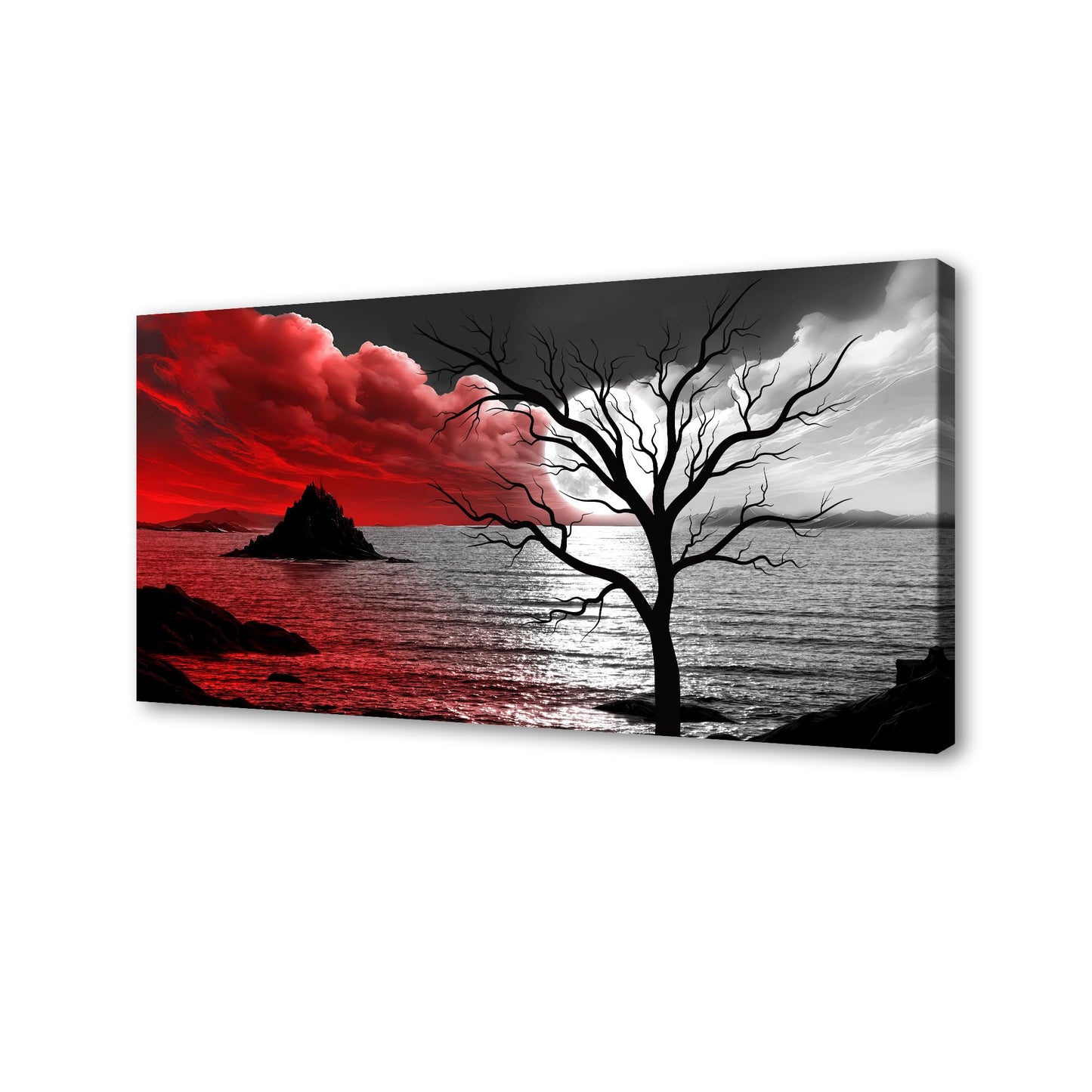 Baisuwallart B0350 The Cloud Tree 1 Panels Modern Giclee Canvas Prints Artwork Abstract Seascape Paintings Reproduction Sea Beach Pictures Printed on Canvas Wall Art for Home Decorations Wall Decor