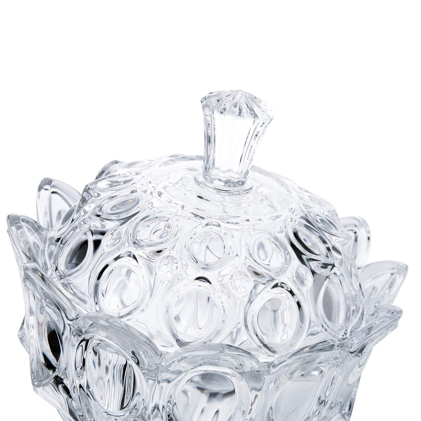 Glass Candy Dish With Lid, Crystal Clear Large Covered Bowl Cookie Jar Candy Buffet Storage Container for Home and Kitchen Office (Small. H: 4.5", D: 4.5")