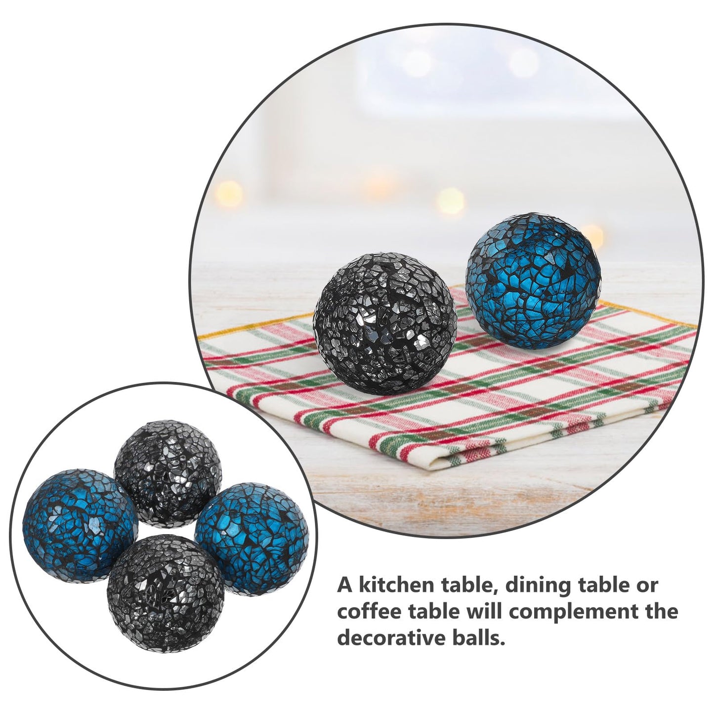BESPORTBLE 4Pcs Mosaic Decorative Sphere Balls 2.36 Inch Tabletop Ornament Set for Wedding Centerpiece Home Decor and Desktop Accessories