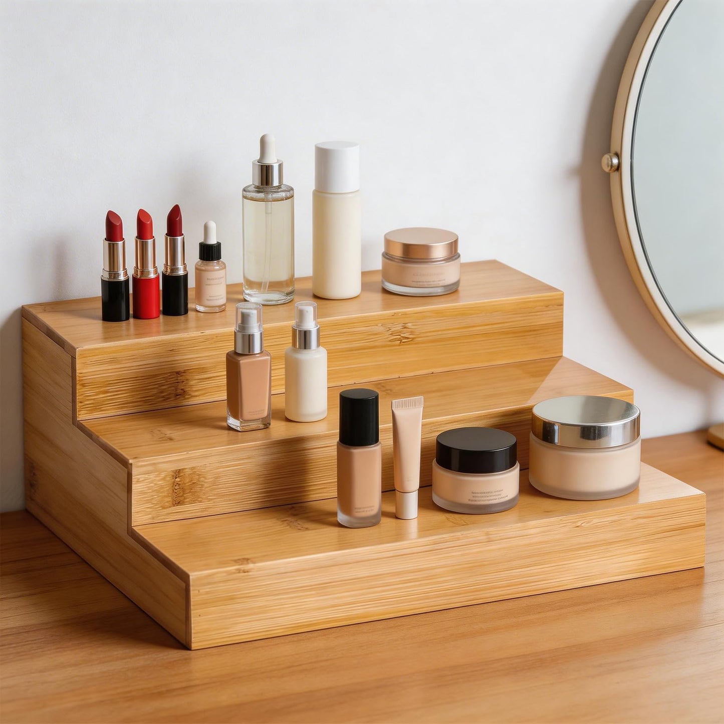 Mobpqable Spice Rack Organizer for Cabinet - 2PCS 11.8in Bamboo Spice Shelf