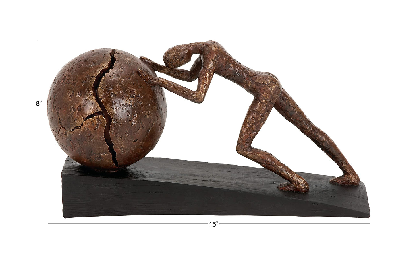 Deco 79 Polystone People Decorative Sculpture Home Decor Statue with Ball, Accent Figurine 5" x 15" x 8", Brown