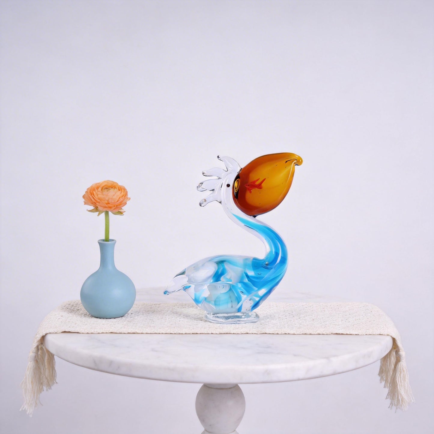 DOVDOV Hand Blown Glass Sculpture, Blue Glass Bird Figurine, Modern Home Decor piece, Perfect for Display on Living Room Bookshelves, mantelpieces, TV Stands, or entryway Tables.