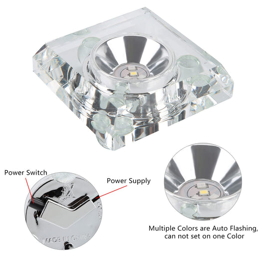 Aepiraza Crystal Led Light Base for 3D Display Lighted Up, 4 LED Bead 7 Colors Led Crystal Light Base Multi-Color Automatic Flashing Show Stand for 3D Glass Art Craft Shows (Square)