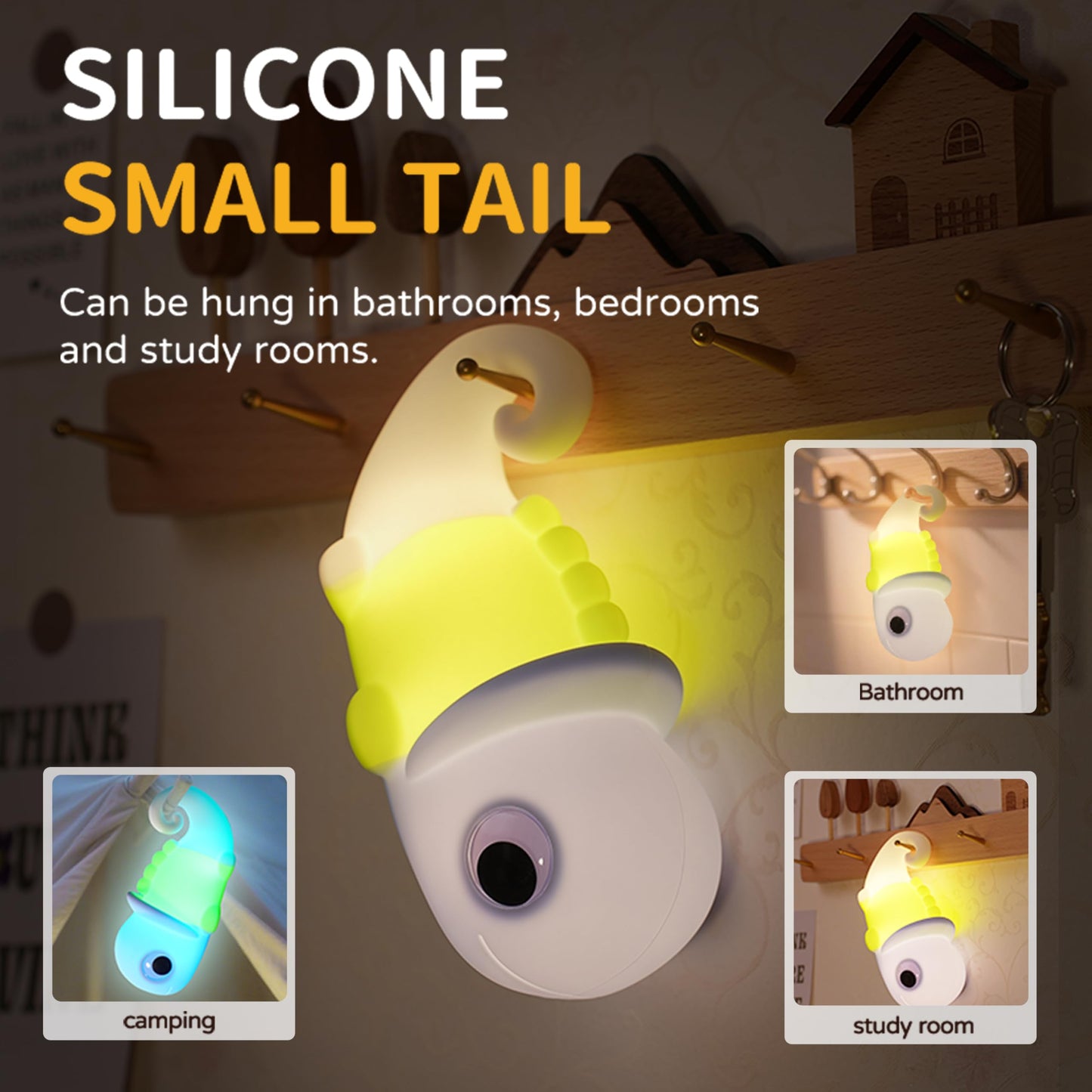 Myratts Night Light for Kids, Cute Soft Silicone Chameleon Lamp, Dimmable Timer Nursery Portable Kawaii Lamps, Bedside Lamp for Baby Toddler Adult(Chameleon - Blue)