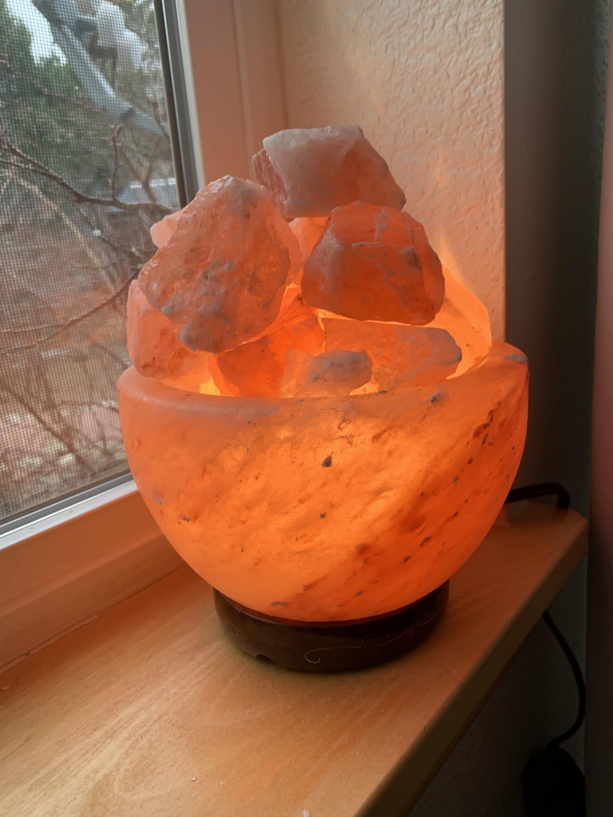 NatureBoost Himalayan Pink Salt Lamp Bowl with Chunks (BowlChunks) – Includes Dimmer Switch & 2 Bulbs, Unique Gift Idea