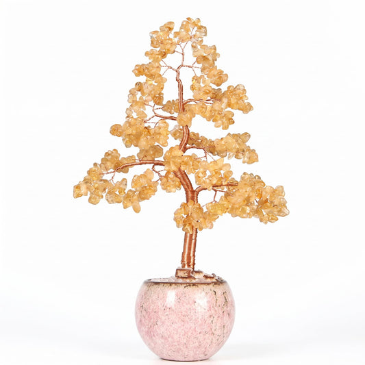 Fatonio Handmade Citrine Crystal Tree, 22CM Natural Feng Shui Tree with Oval Ceramic Base, Wealth Attracting Lucky for Home Office Store Decor Unique Gifts for Women Mom Grandma Birthday Christmas