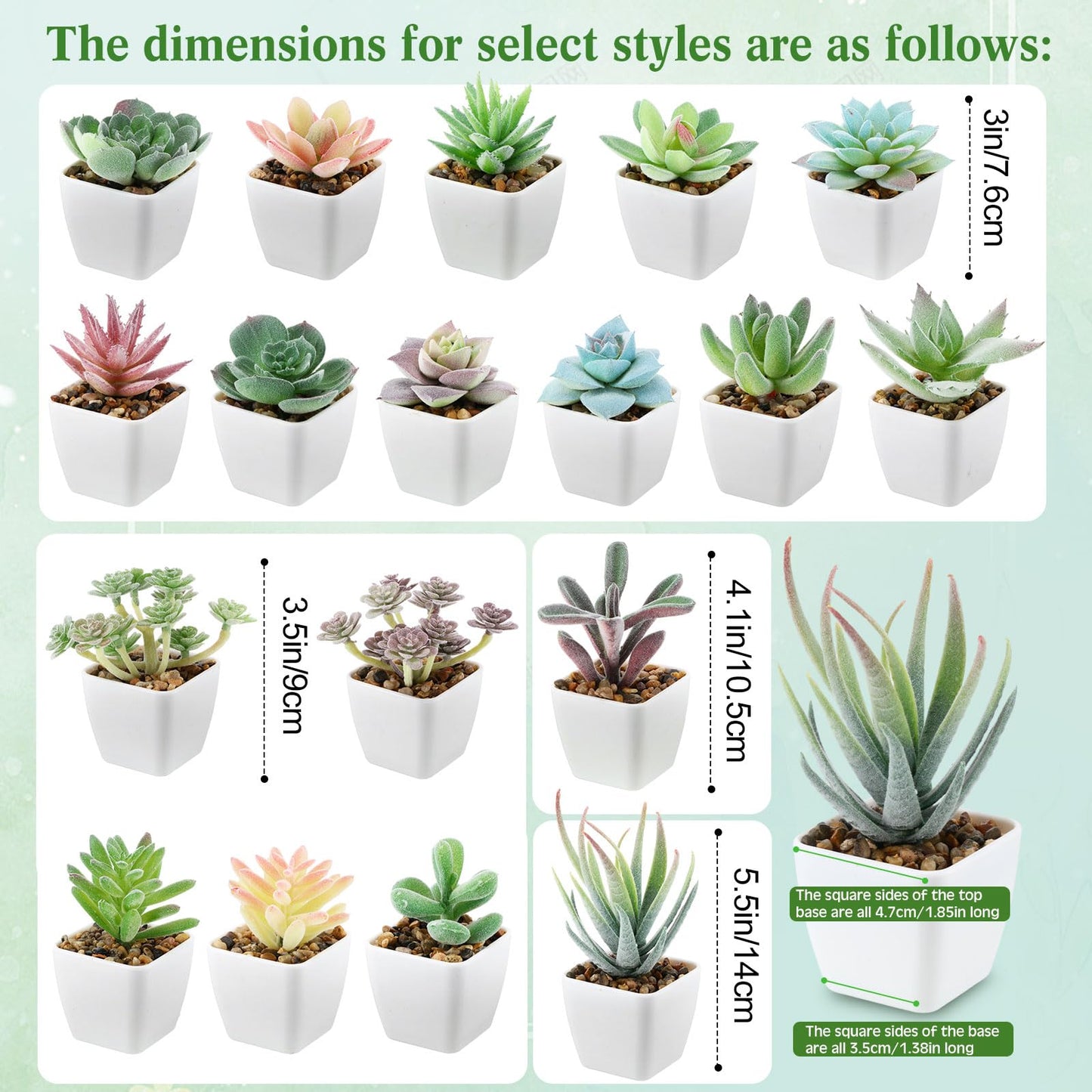 Glitinsel 60 Pcs Mini Artificial Succulent Plants Potted Assorted Decorative Fake Succulent Plants with Pots Small Faux Succulents in Pots for Room Bookshelf Desk Bedroom (Endless Summer Collection)