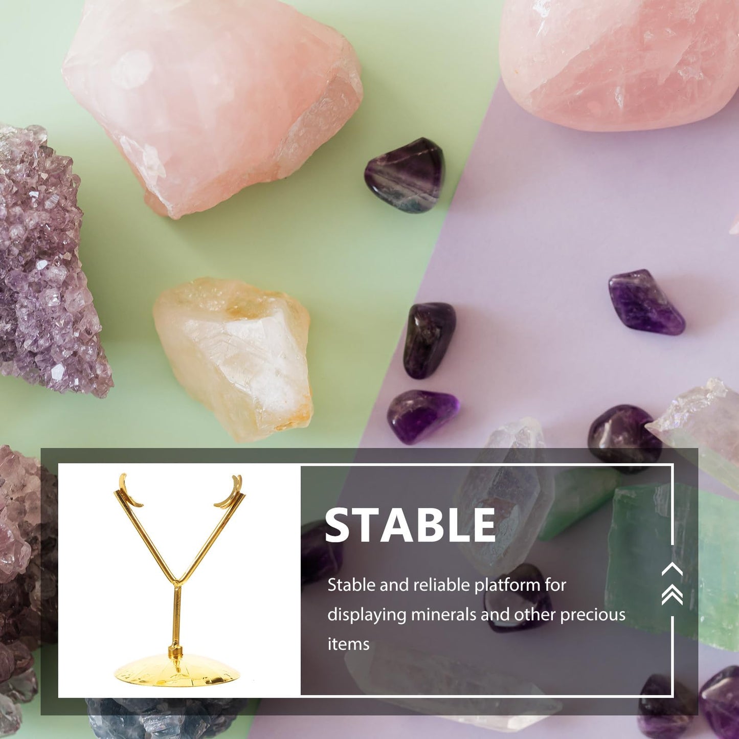 Kichvoe Mineral Display Stand Crystal Base 4.48X2.67X2.67 Inch Gemstone Holder Rack for Rock Sphere Collectibles Display