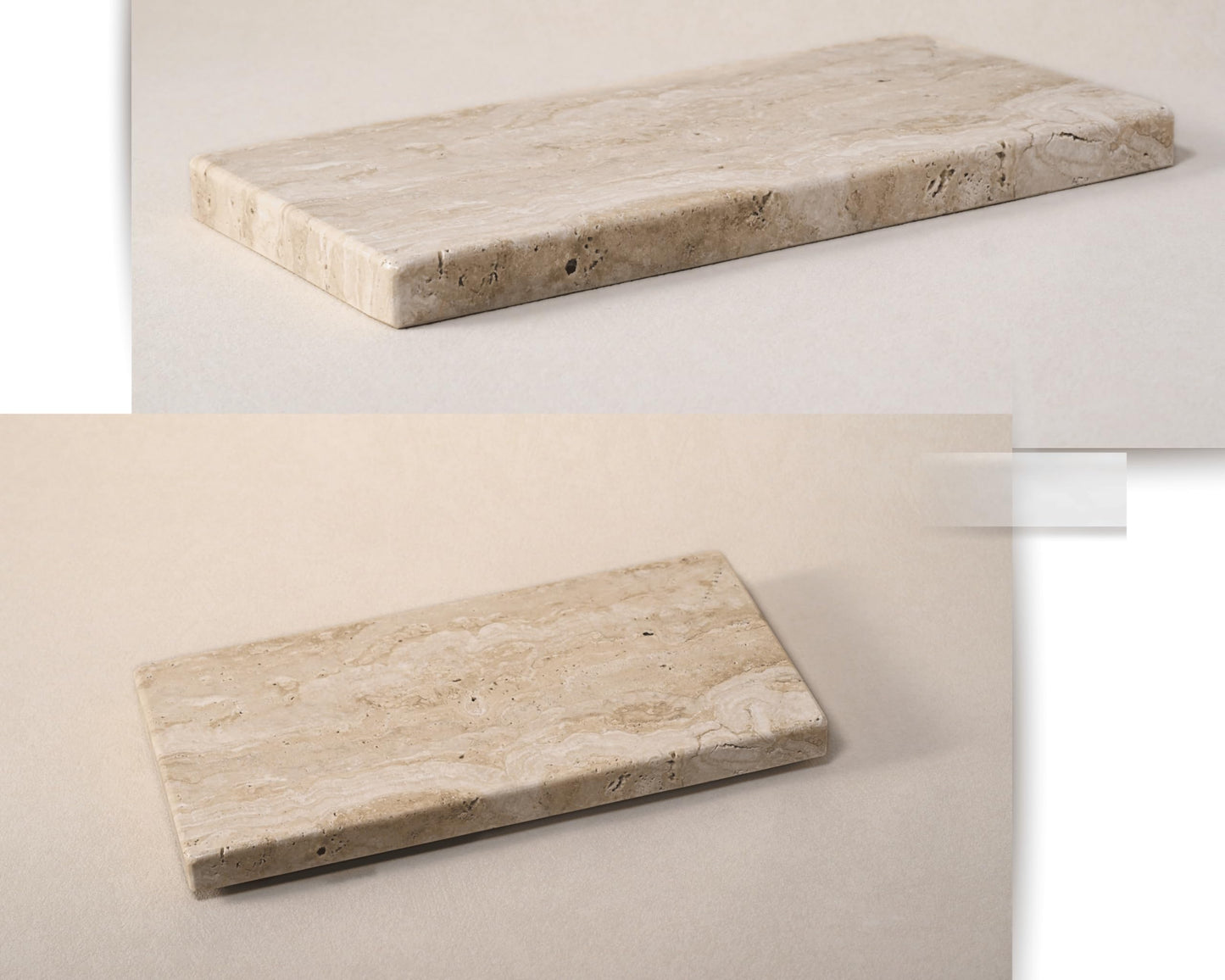 Astavostone Travertine Tray, Cream White Natural Marble Decor Tray for Bathroom Vanity Decorative Rectangle Stone Board for Jewelry, Perfume, Candles, Keys, Coffee Table Organizer (9.5" x 4.7")
