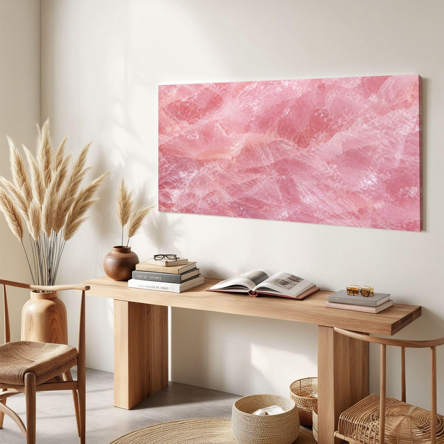 Canvas Wall Art Prints Himalayan pink salt rock from whole solid crystal block Large Framed Artwork Wall Paintings Pictures Posters 20"x40" Home Decor for Living Room Office Bedroom